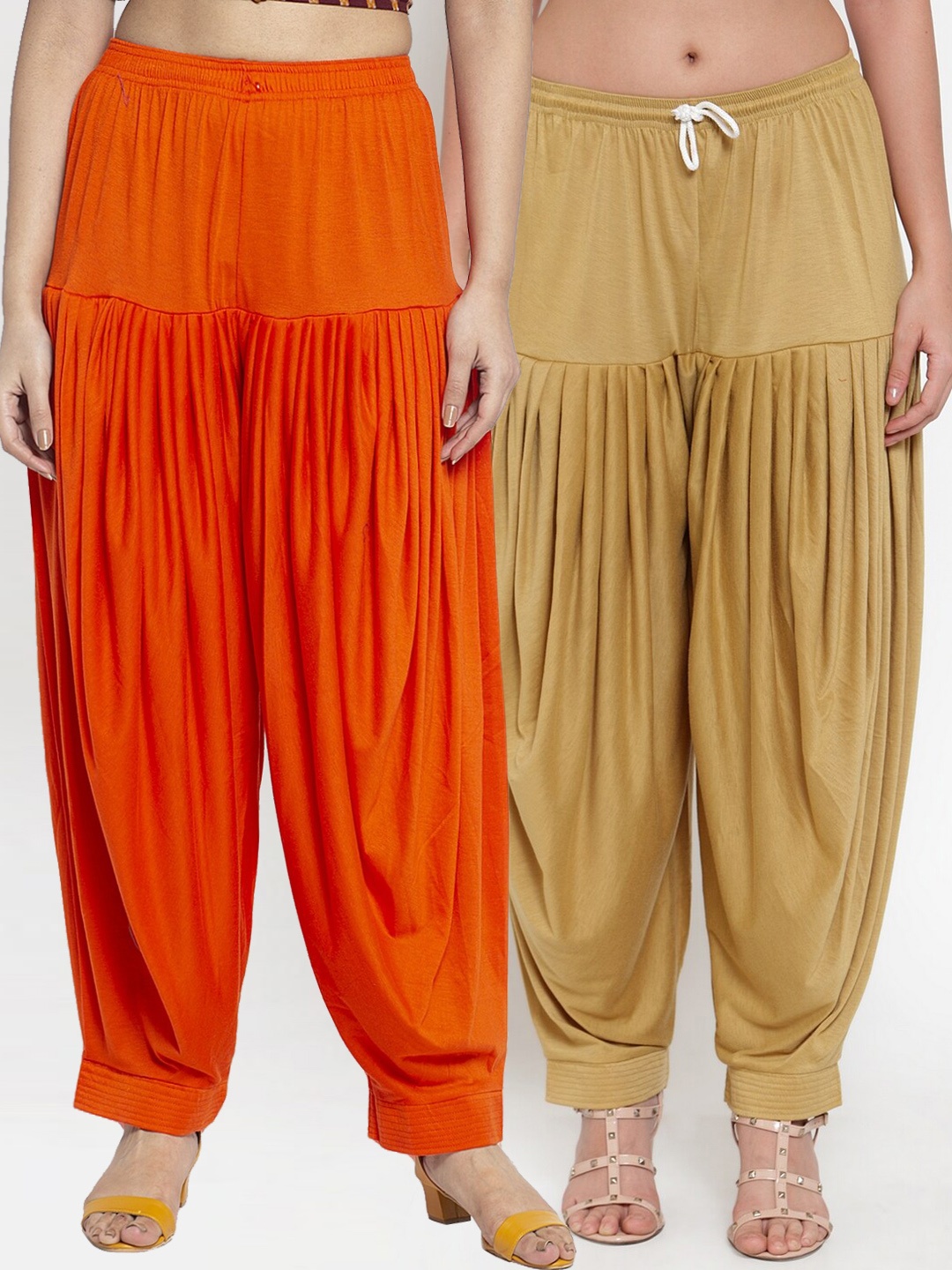

GRACIT Women Pack Of 2 Solid Loose-Fit Patialas, Orange