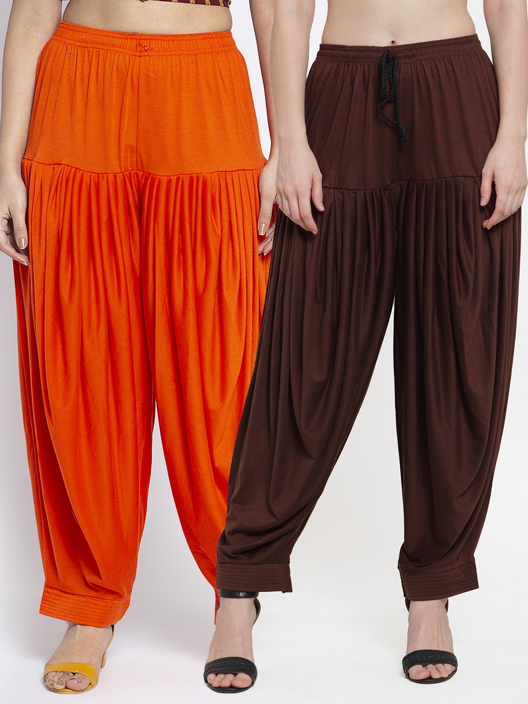 

GRACIT Women Pack Of 2 Solid Patialas, Orange