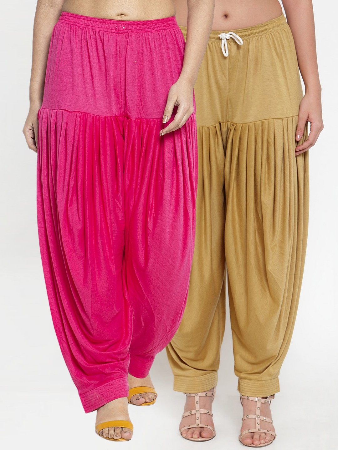 

GRACIT Women Pack Of 2 Solid Loose-Fit Patialas, Pink