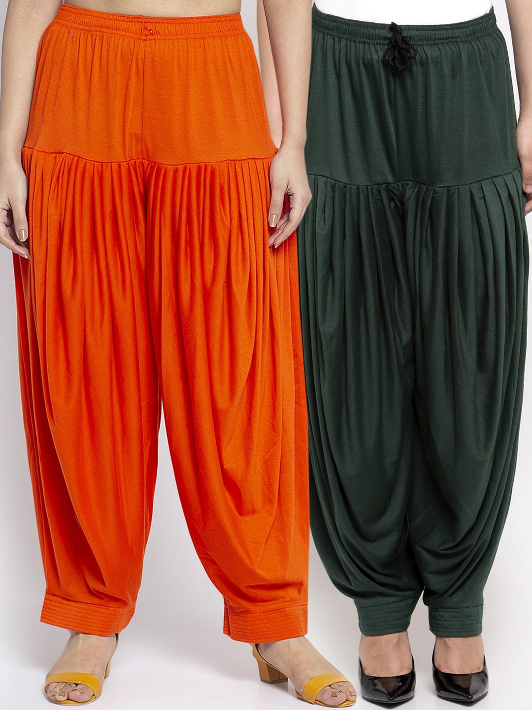 

GRACIT Women Pack Of 2 Solid Patiala Salwars, Orange