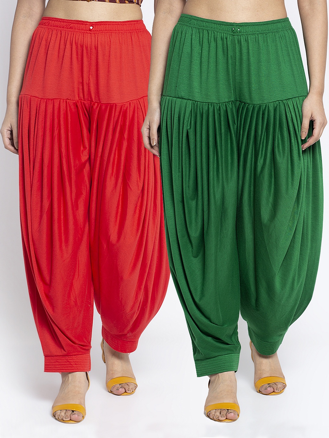 

GRACIT Women Pack Of 2 Solid Loose Fit Patialas, Red