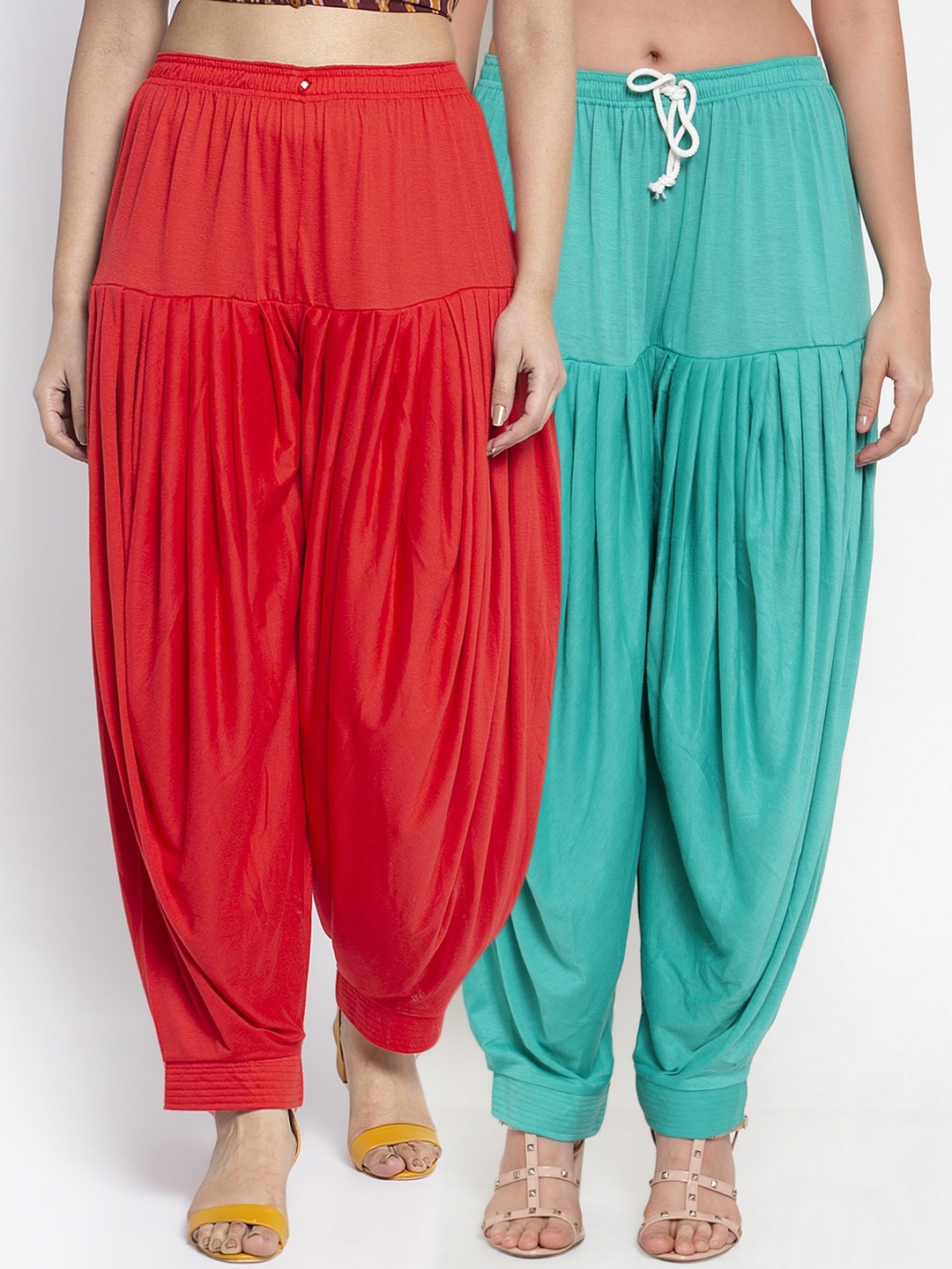 

GRACIT Women Pack Of 2 Solid Patiala Salwars, Red