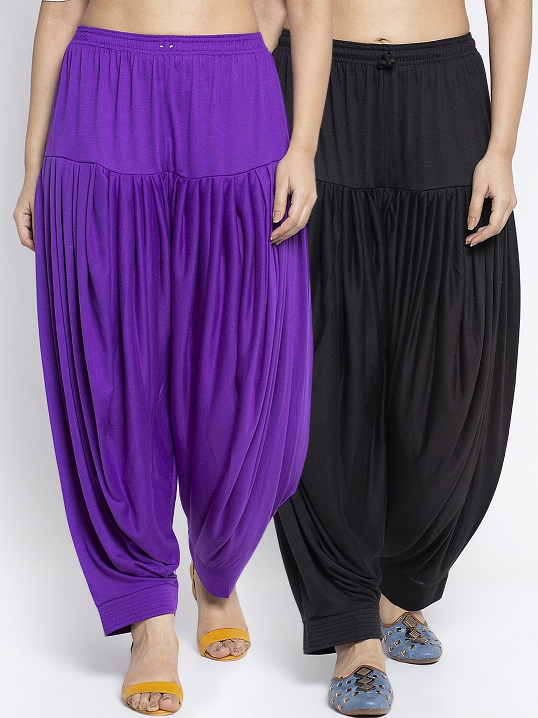 

GRACIT Women Pack Of 2 Solid Patiala Salwars, Black