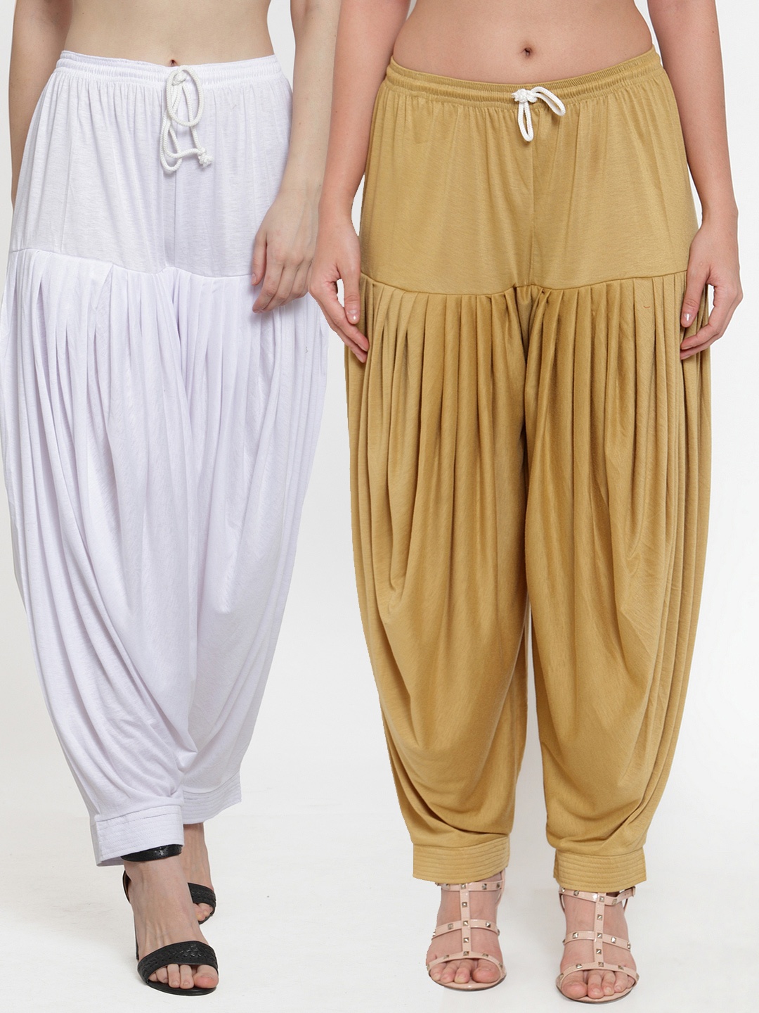

GRACIT Women Pack Of 2 Solid Loose-Fit Patialas, White