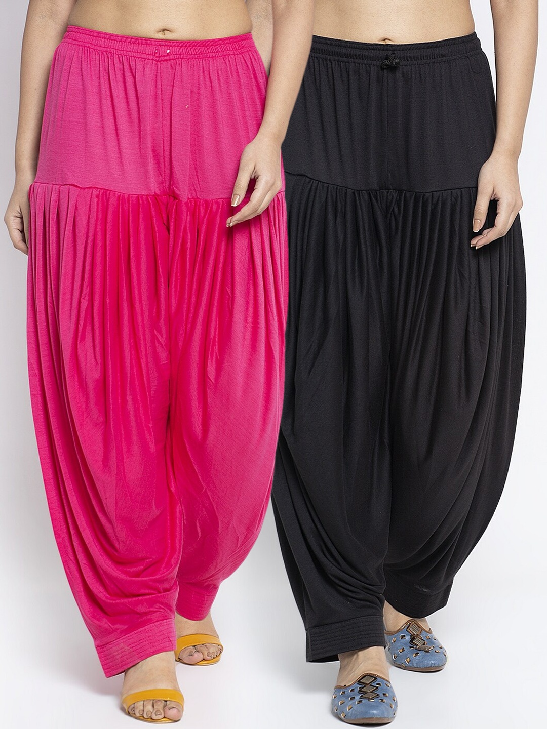 

GRACIT Women Pack Of 2 Solid Patiala Salwars, Black