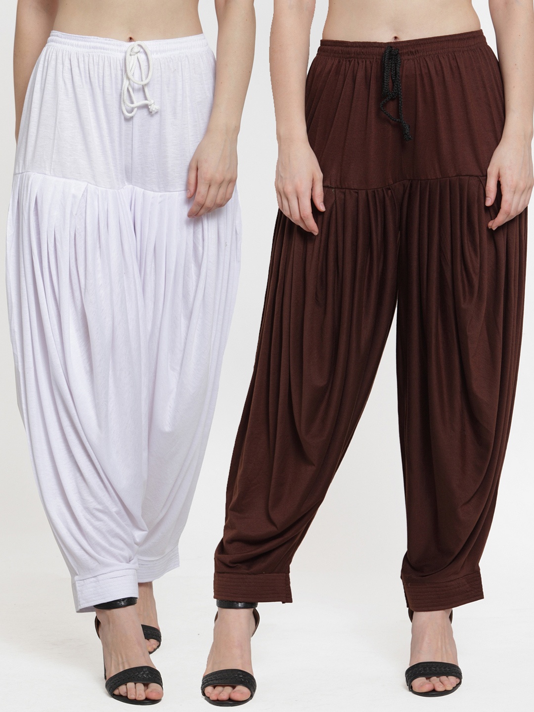 

GRACIT Women Pack of 2 Solid Patialas, White
