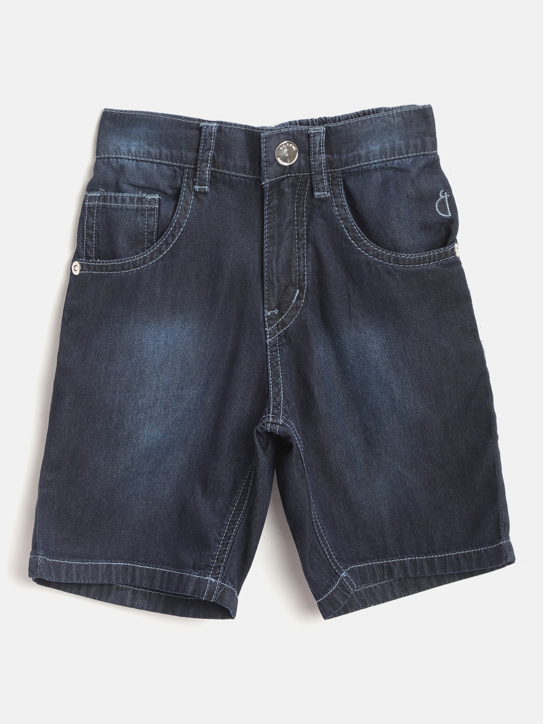 

Gini and Jony Boys Navy Blue Washed Chambray Regular Fit Shorts