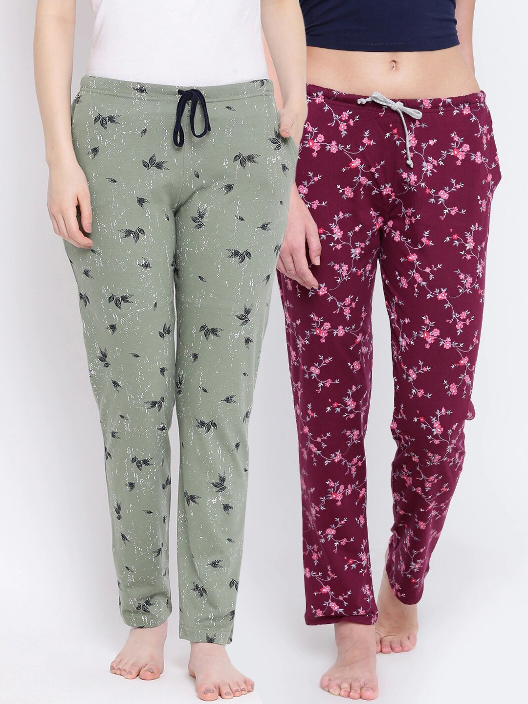 

Kanvin Women Pack Of 2 Printed Lounge Pants, Maroon