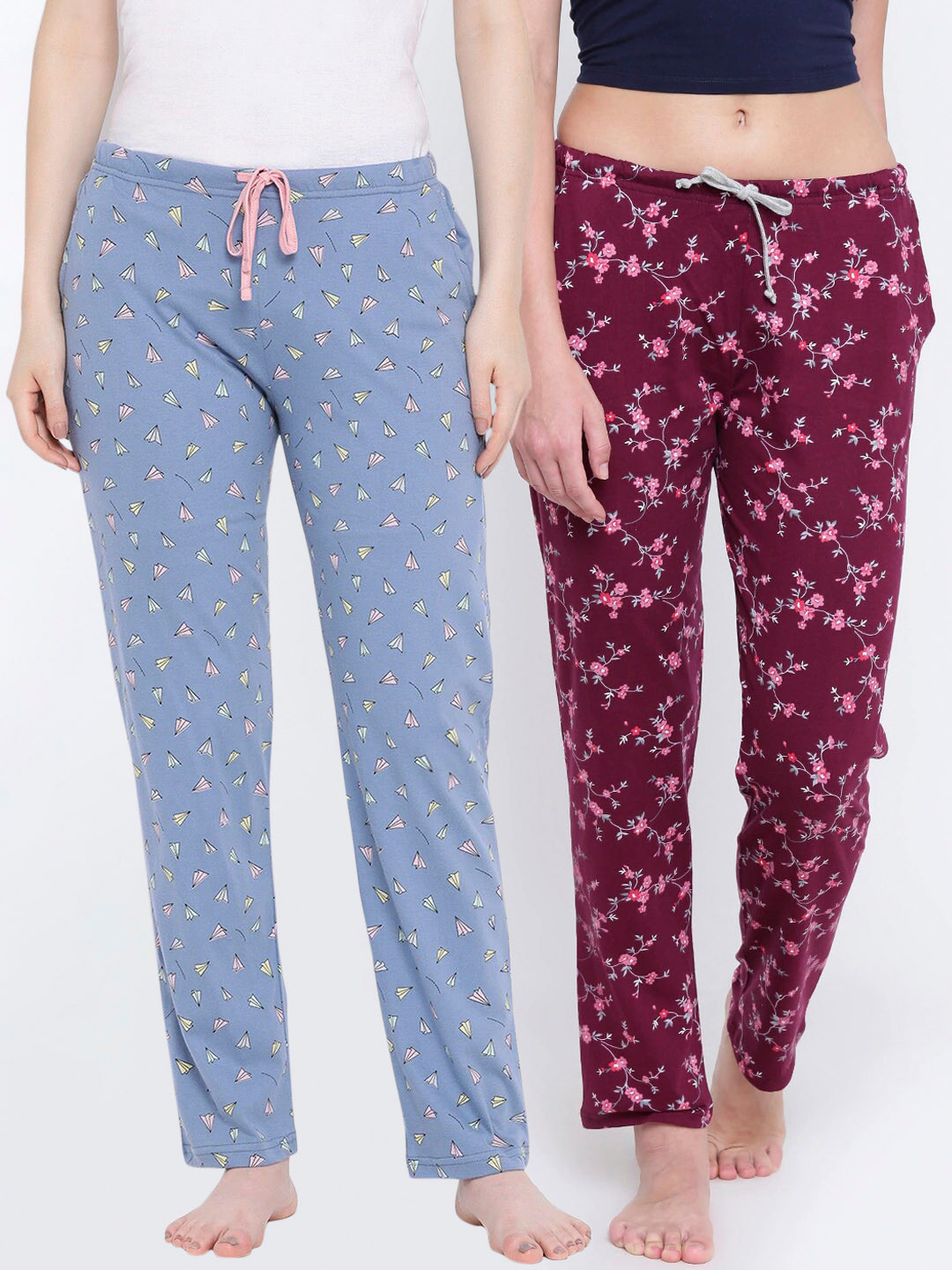 

Kanvin Women Pack Of 2 Printed Lounge Pants, Maroon