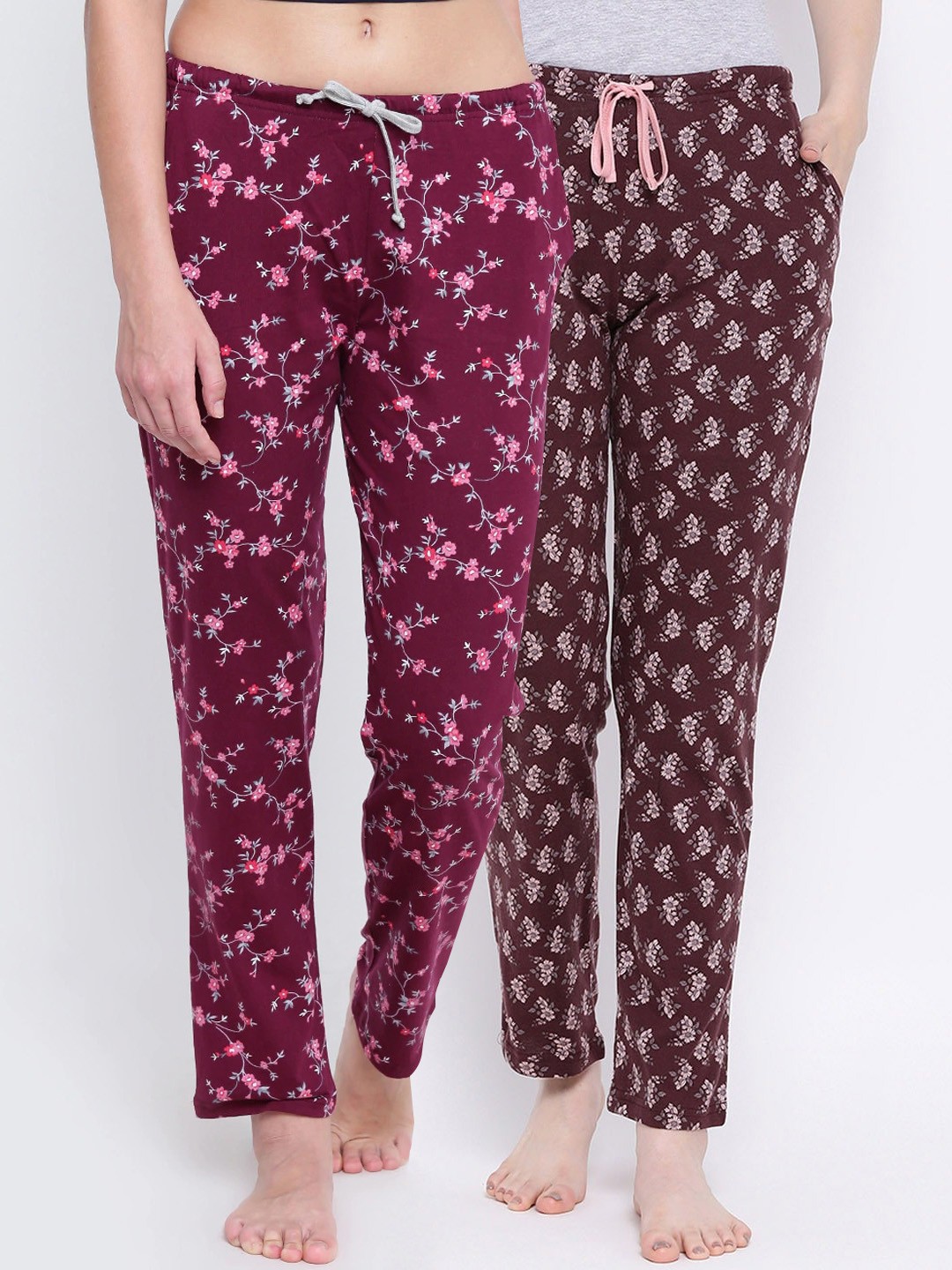 

Kanvin Women Pack Of 2 Printed Lounge Pants, Maroon