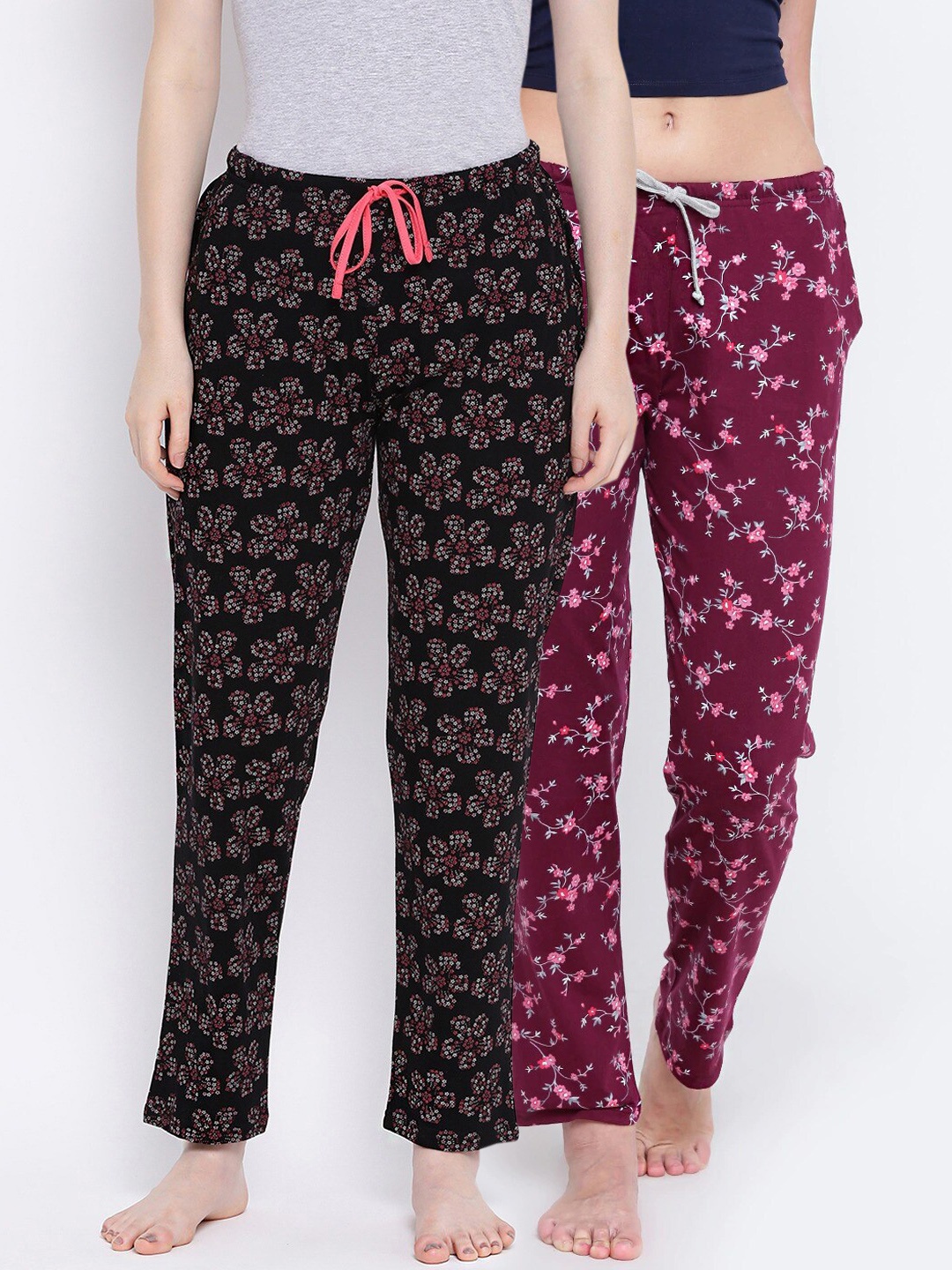 

Kanvin Women Pack of 2 Floral-Printed Lounge Pants, Maroon