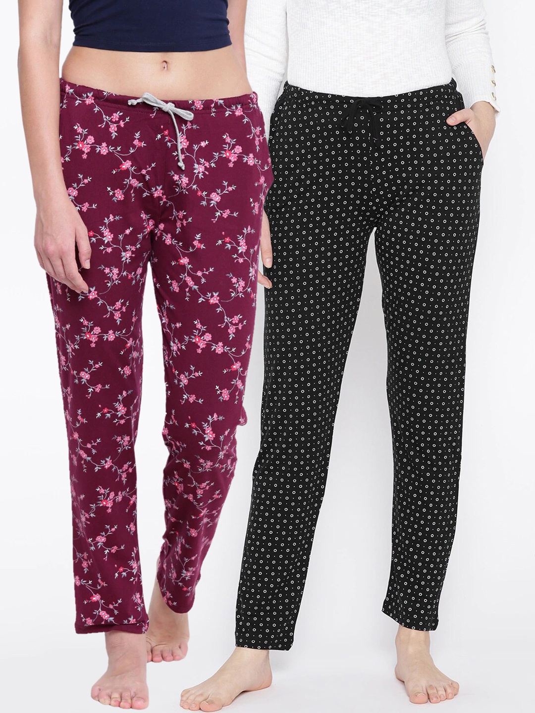 

Kanvin Women Pack Of 2 Printed Lounge Pants, Maroon