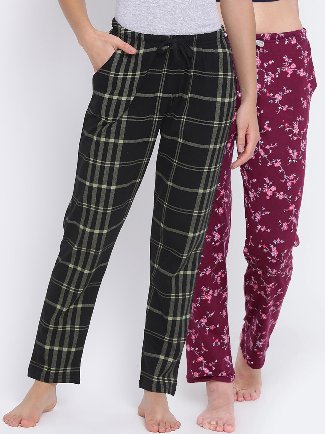 

Kanvin Women Pack of 2 Printed Lounge Pants, Black