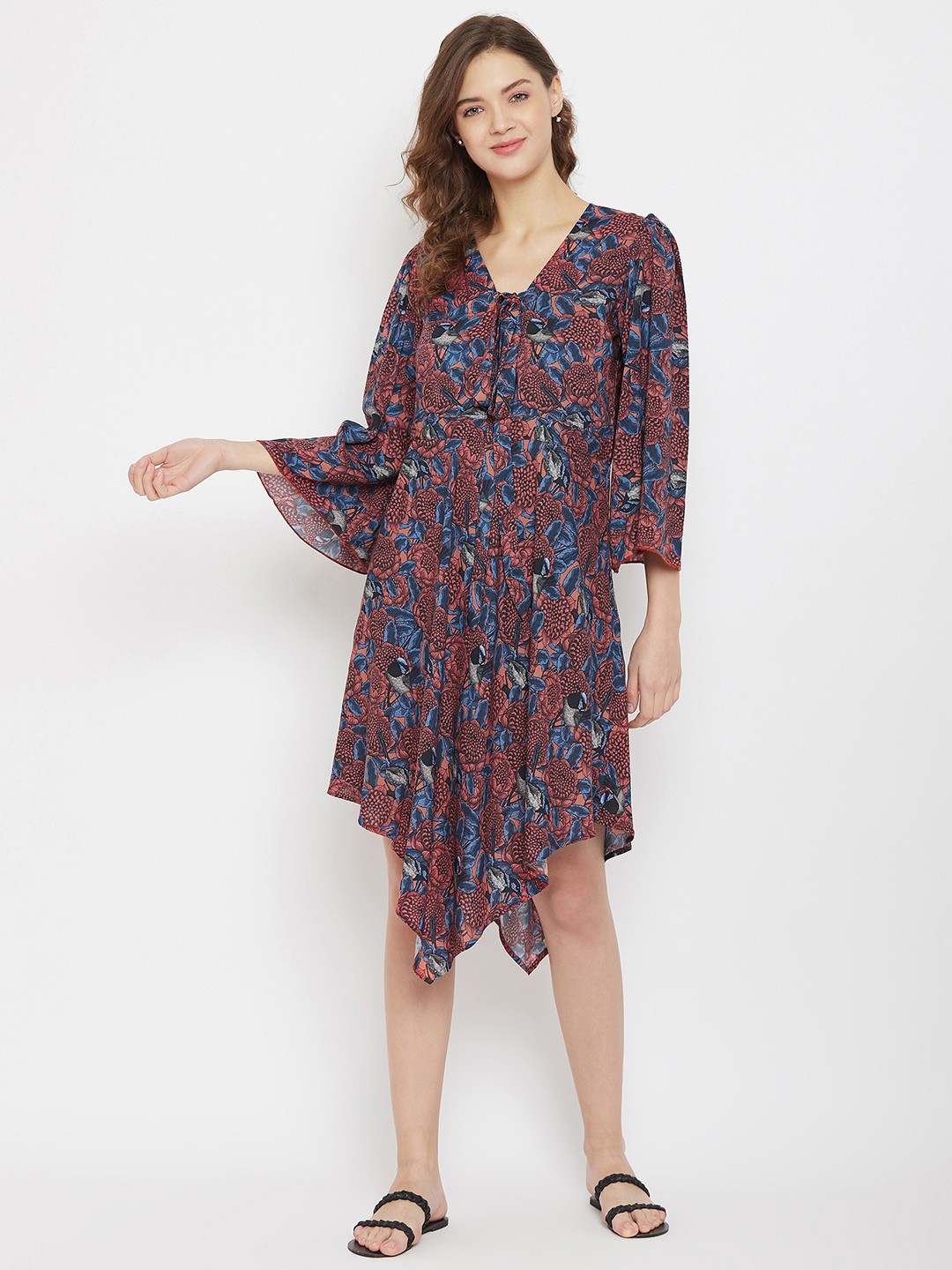 

The Kaftan Company Women Blue & Brown Printed Kaftan Cover-Up Dress