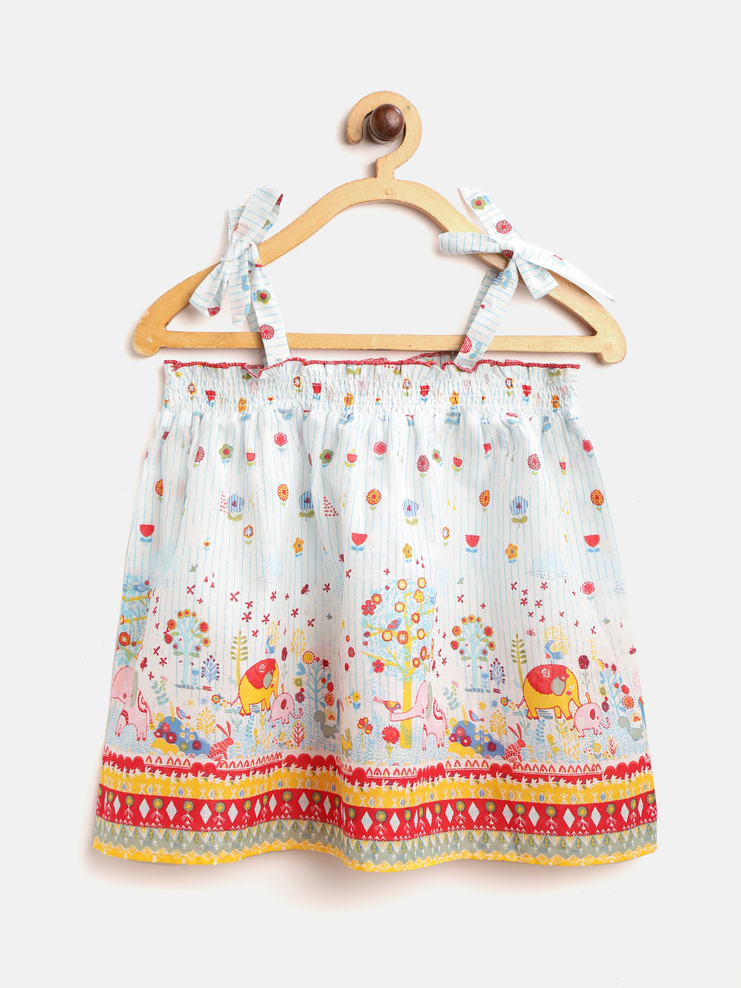 

Biba Girls White & Red Conversational Printed Pure Cotton A-line Top