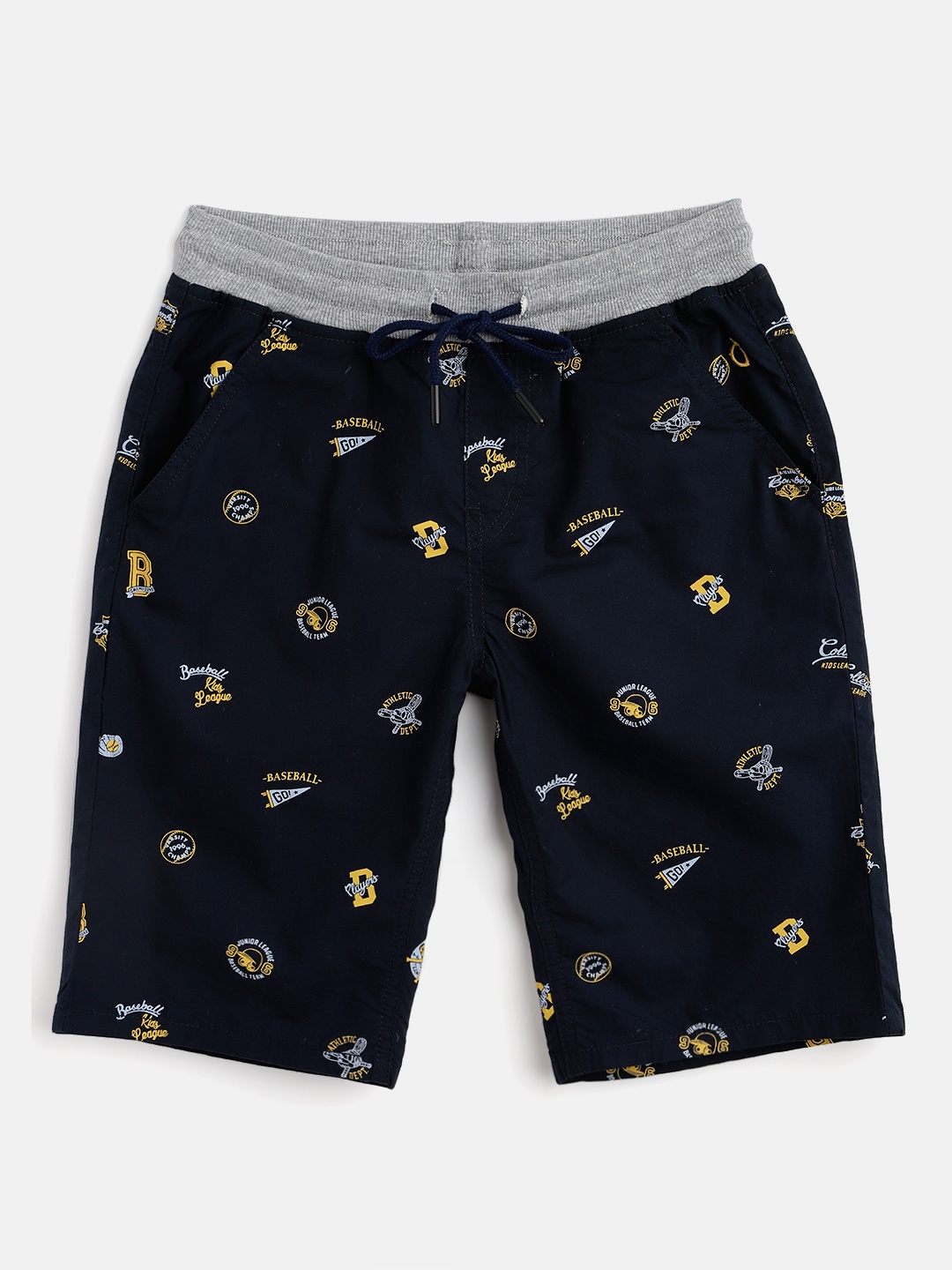 

Gini and Jony Boys Navy Blue Printed Pure Cotton Regular Fit Shorts