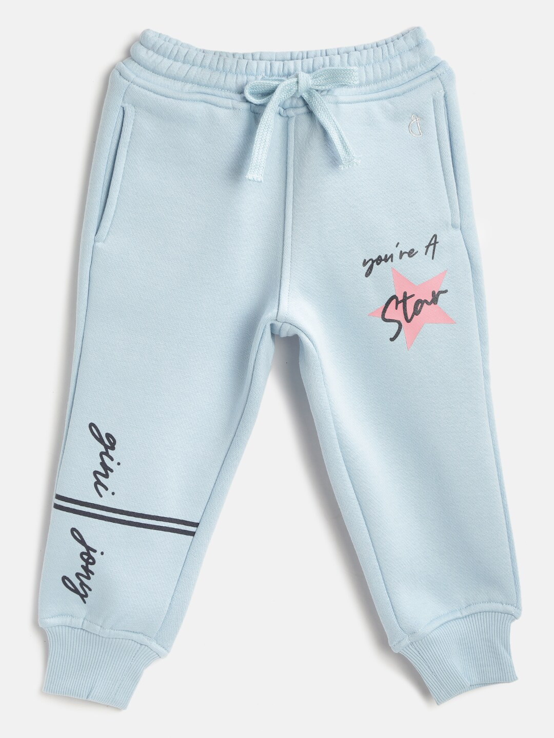 

Gini and Jony Girls Blue Solid Joggers with Star Print Detail