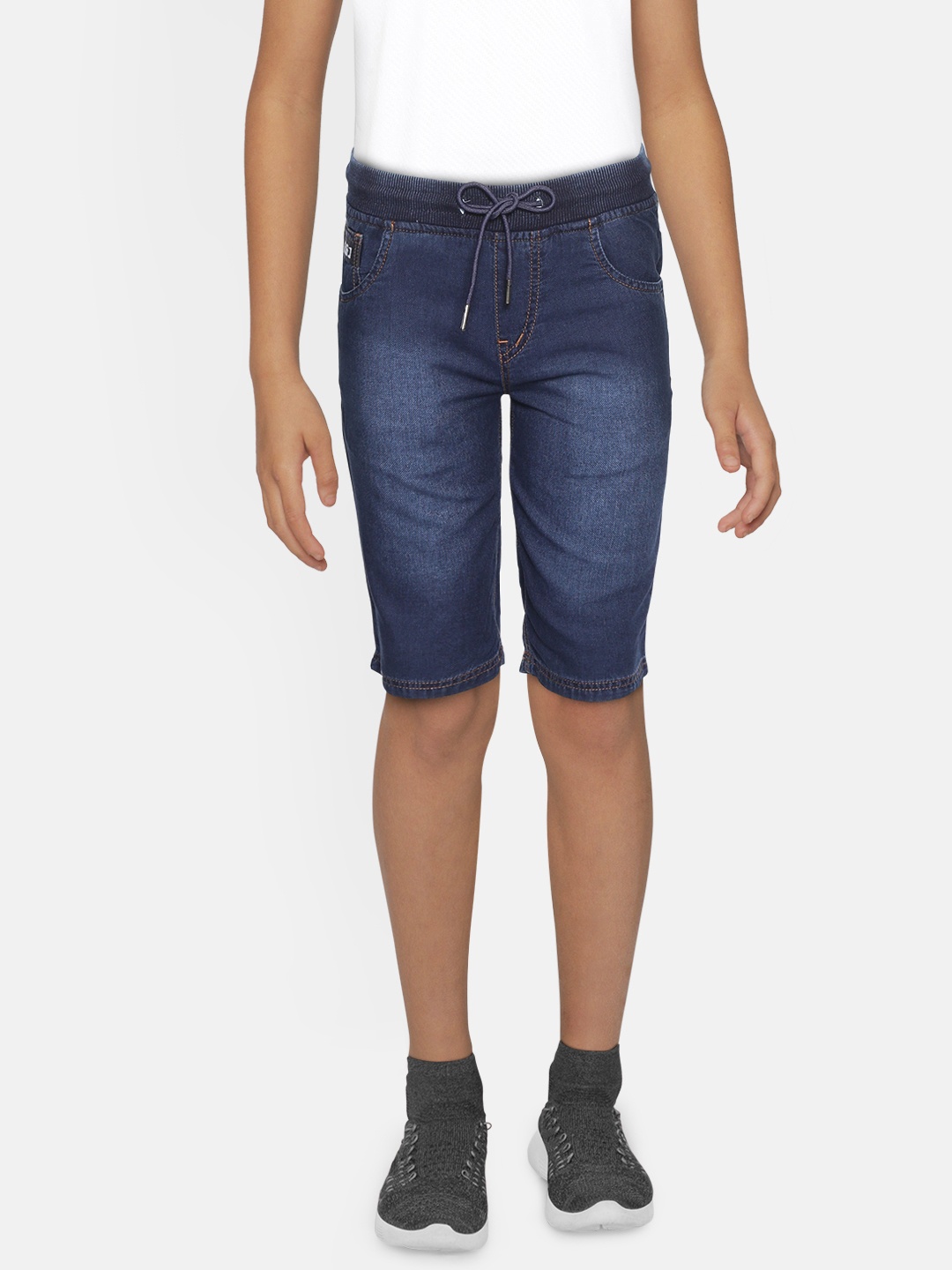 

Gini and Jony Boys Navy Blue Washed Regular Fit Chambray Shorts