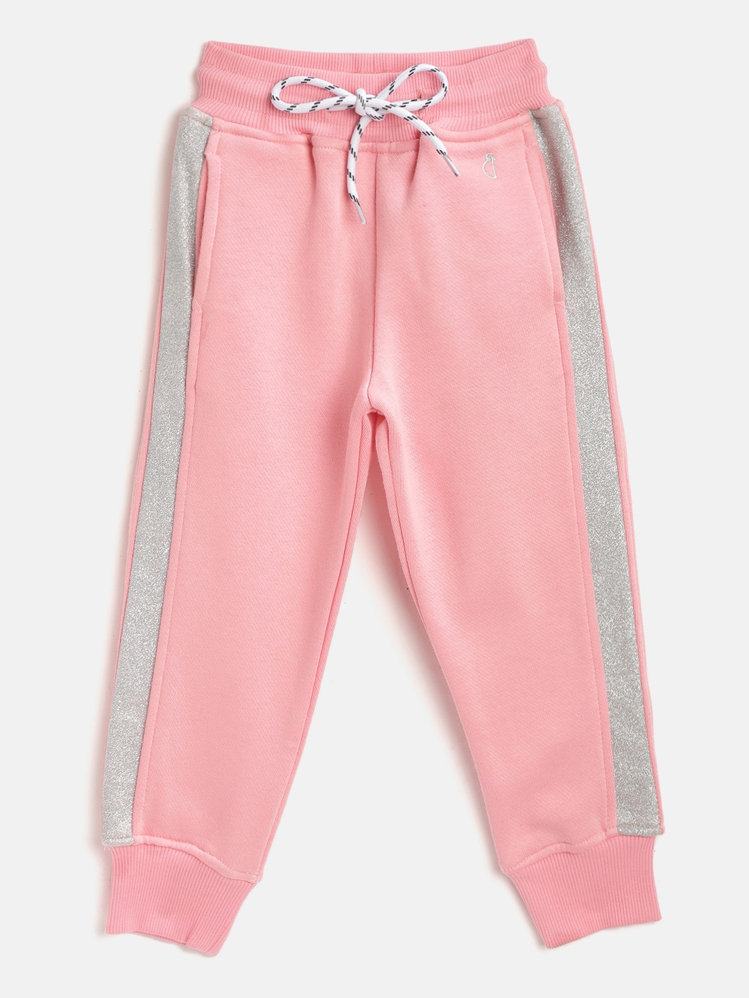 

Gini and Jony Girls Pink Solid Joggers with Shimmer Side Stripe Detail
