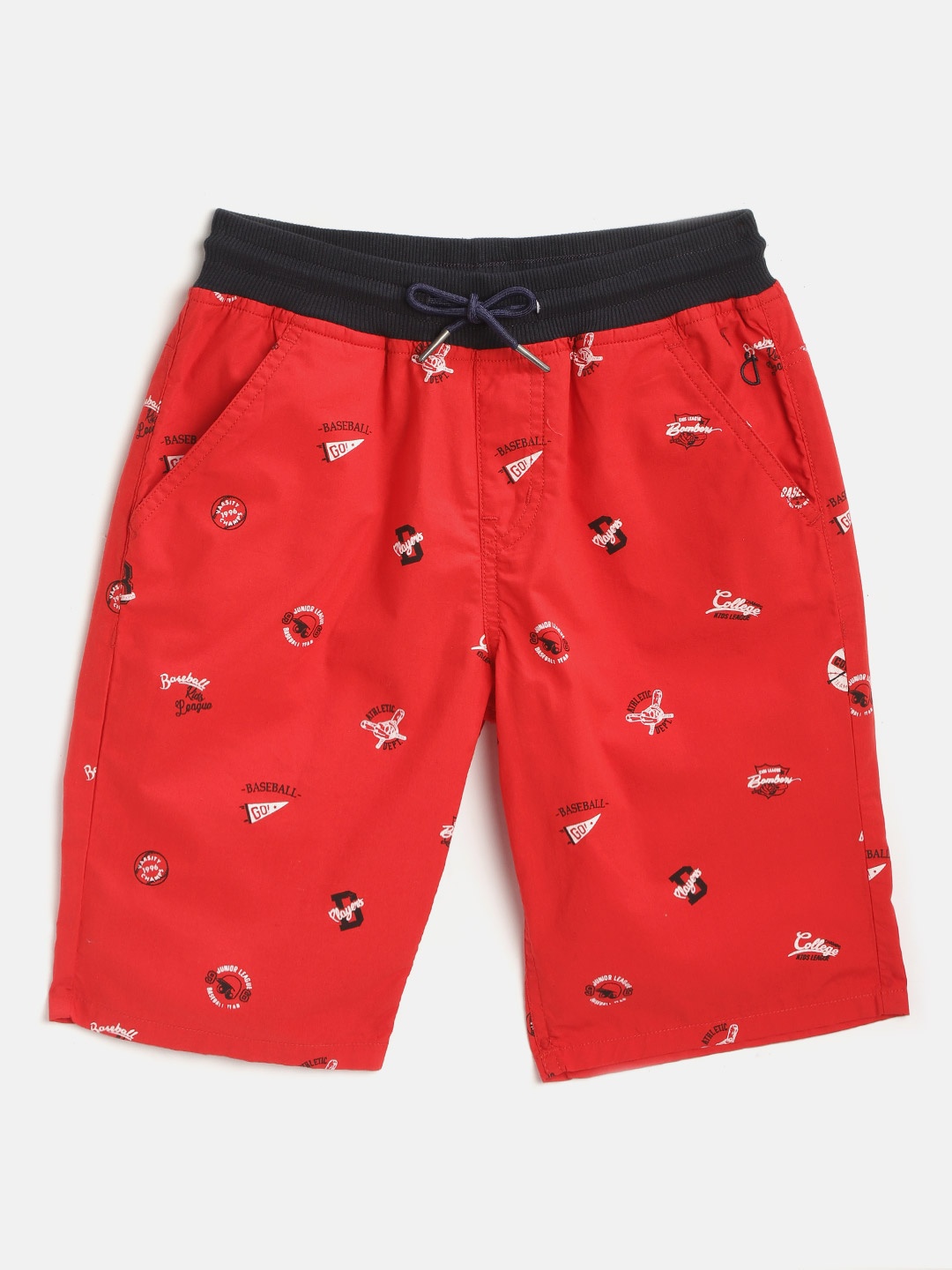 

Gini and Jony Boys Red & Black Typography Print Regular Fit Shorts