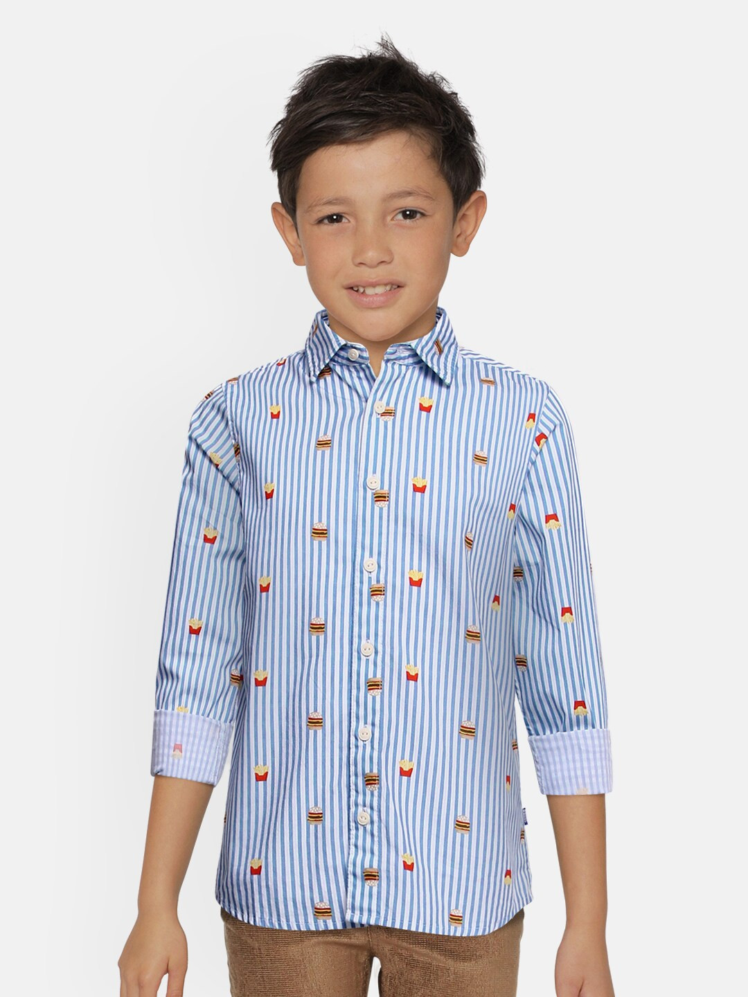 

Jack & Jones Boys Blue Slim Fit Printed Pure Cotton Casual Shirt