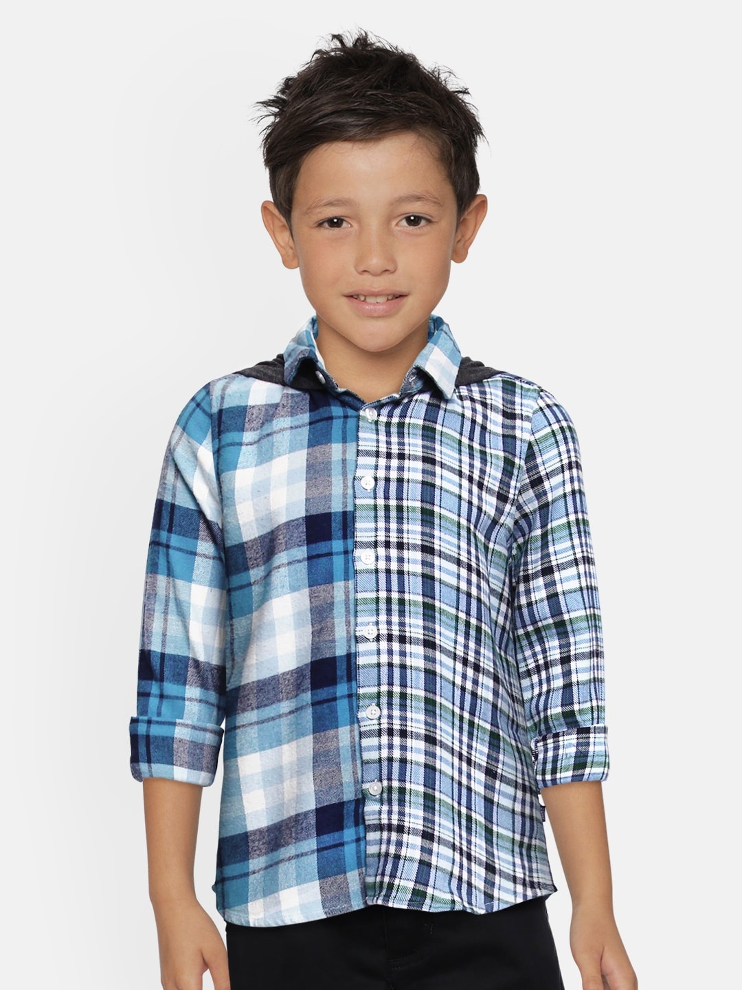 

Jack & Jones Boys Blue & White Slim Fit Checked Casual Shirt