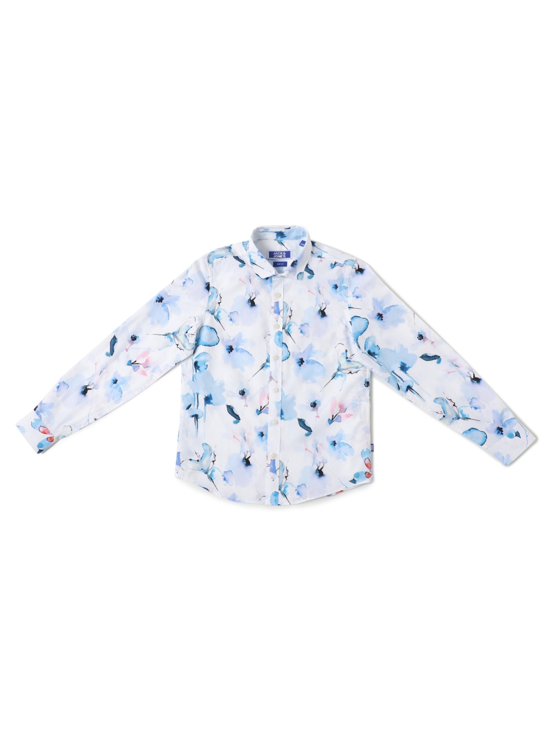 

Jack & Jones Boys White & Blue Slim Fit Floral Printed Pure Cotton Casual Shirt