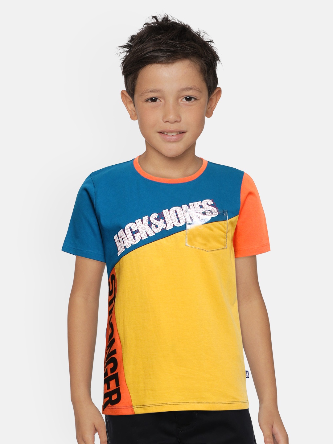 

Jack Jones Boys Blue Printed Round Neck Pure Cotton T-shirt