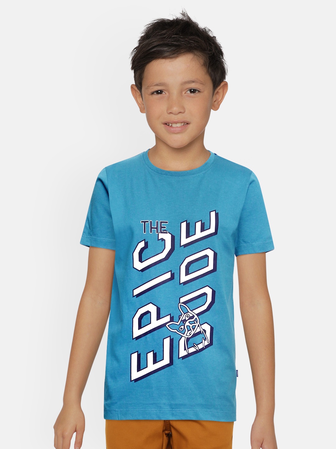 

Jack & Jones Boys Blue Printed Round Neck JJJR EPIC SS Cotton T-shirt