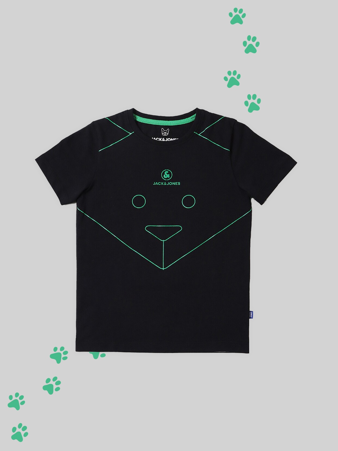 

Jack & Jones Boys Black Printed Slim Fit T-shirt
