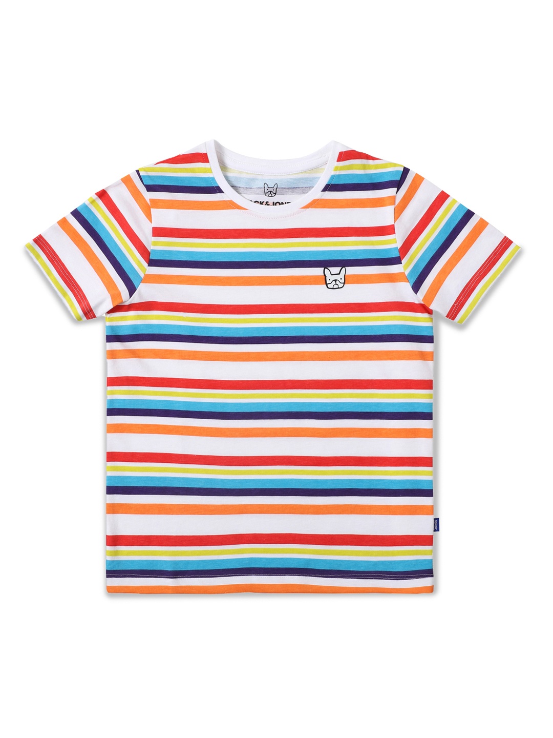 

Jack Jones Boys Multi Striped Applique Slim Fit Pure Cotton T-shirt