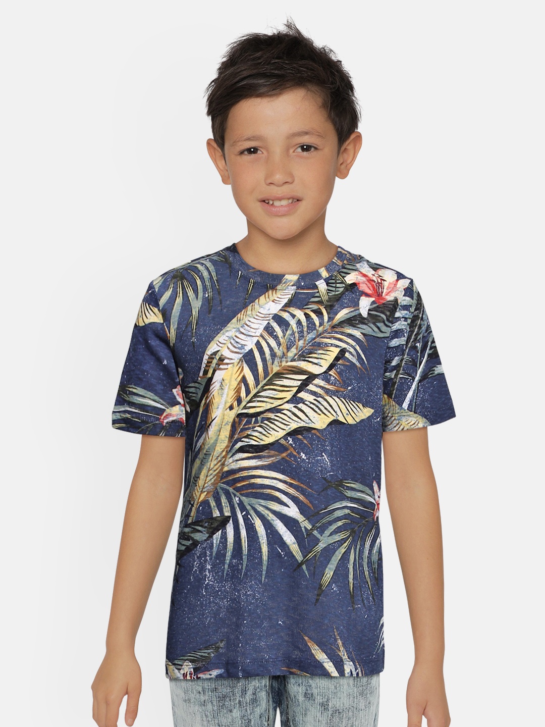 

Jack & Jones Boys Navy Blue Printed Organic Cotton Sustainable T-shirt