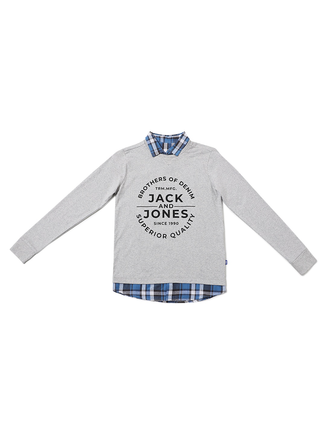

Jack & Jones Boys Grey Checked Polo Collar Slim Fit T-shirt