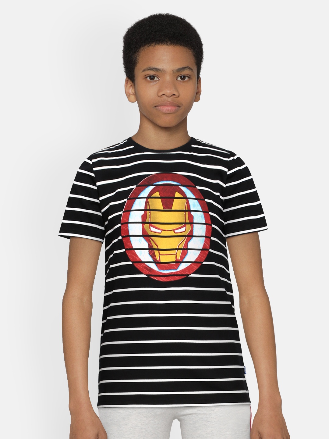 

Jack & Jones Boys Black Iron Man Printed Round Neck Cotton T-shirt