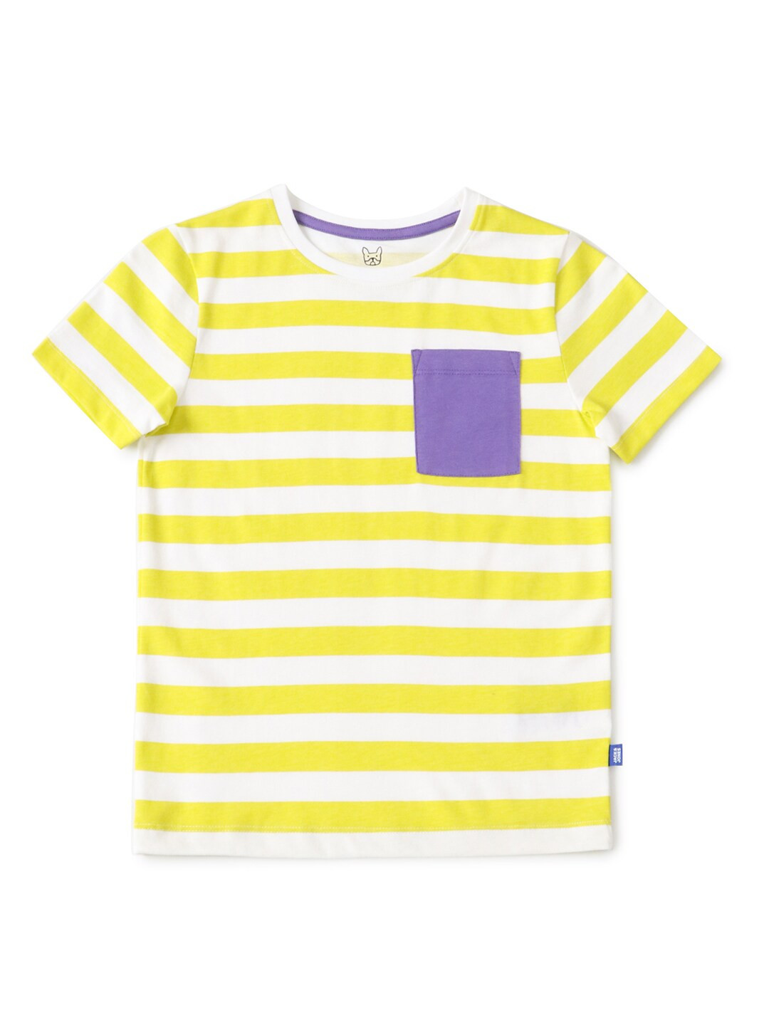 

Jack & Jones Boys Yellow & White Striped Slim Fit T-shirt