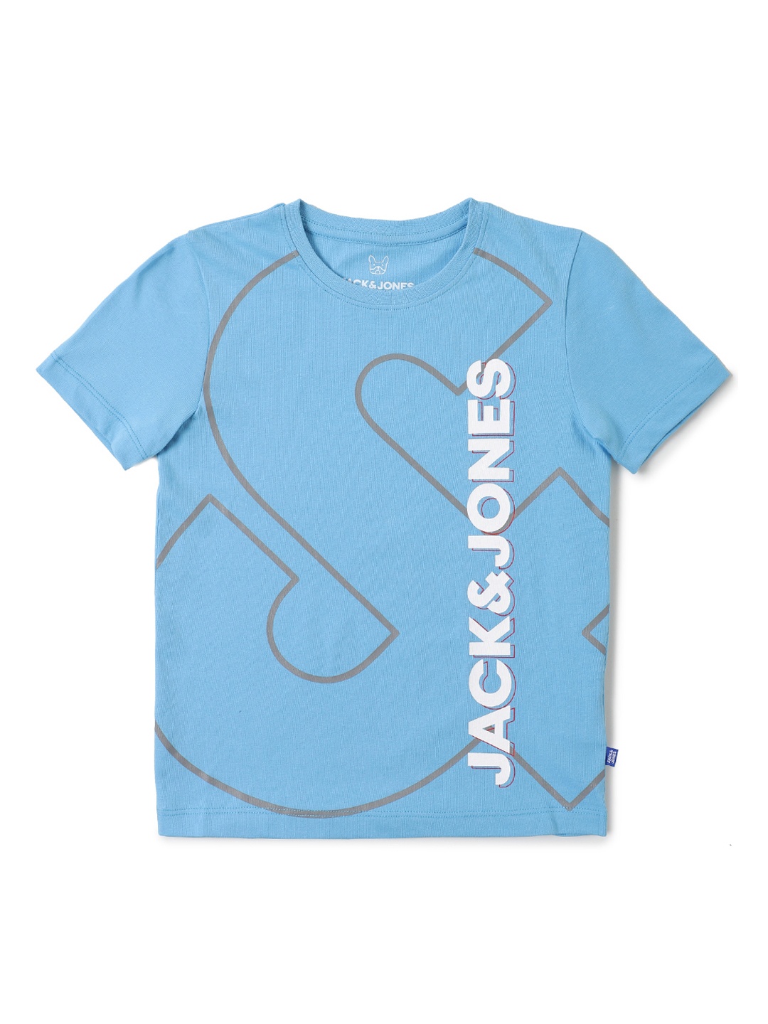 

Jack Jones Boys Blue Typography Printed Slim Fit Pure Cotton T-shirt