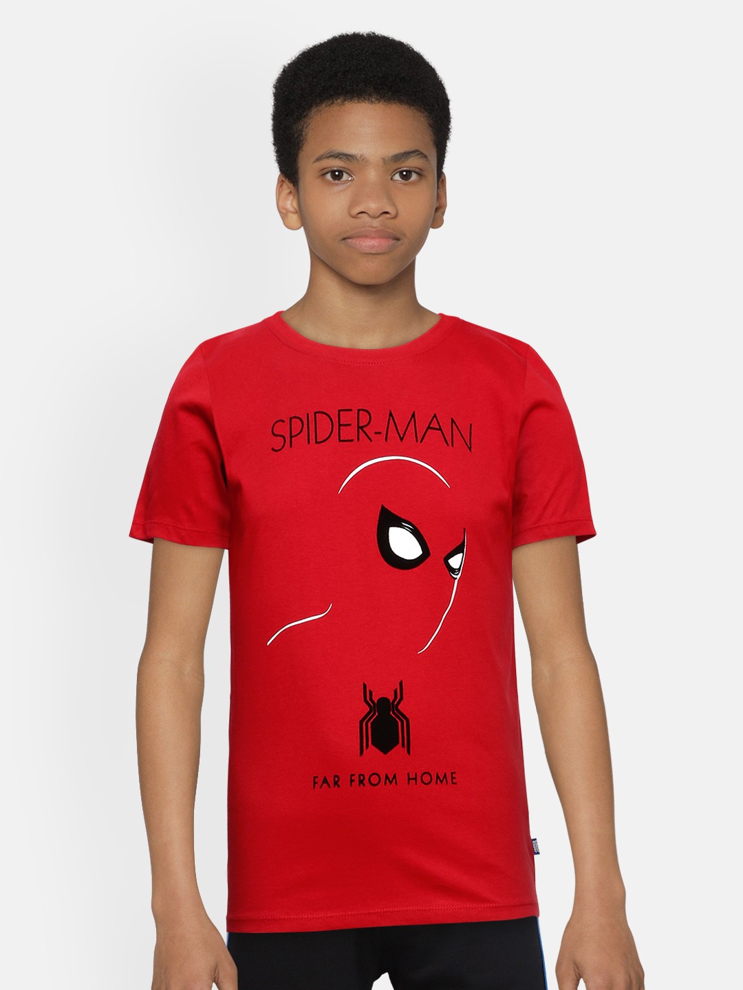 

Jack Jones Boys Red Spiderman Printed Round Neck Pure Cotton T-shirt