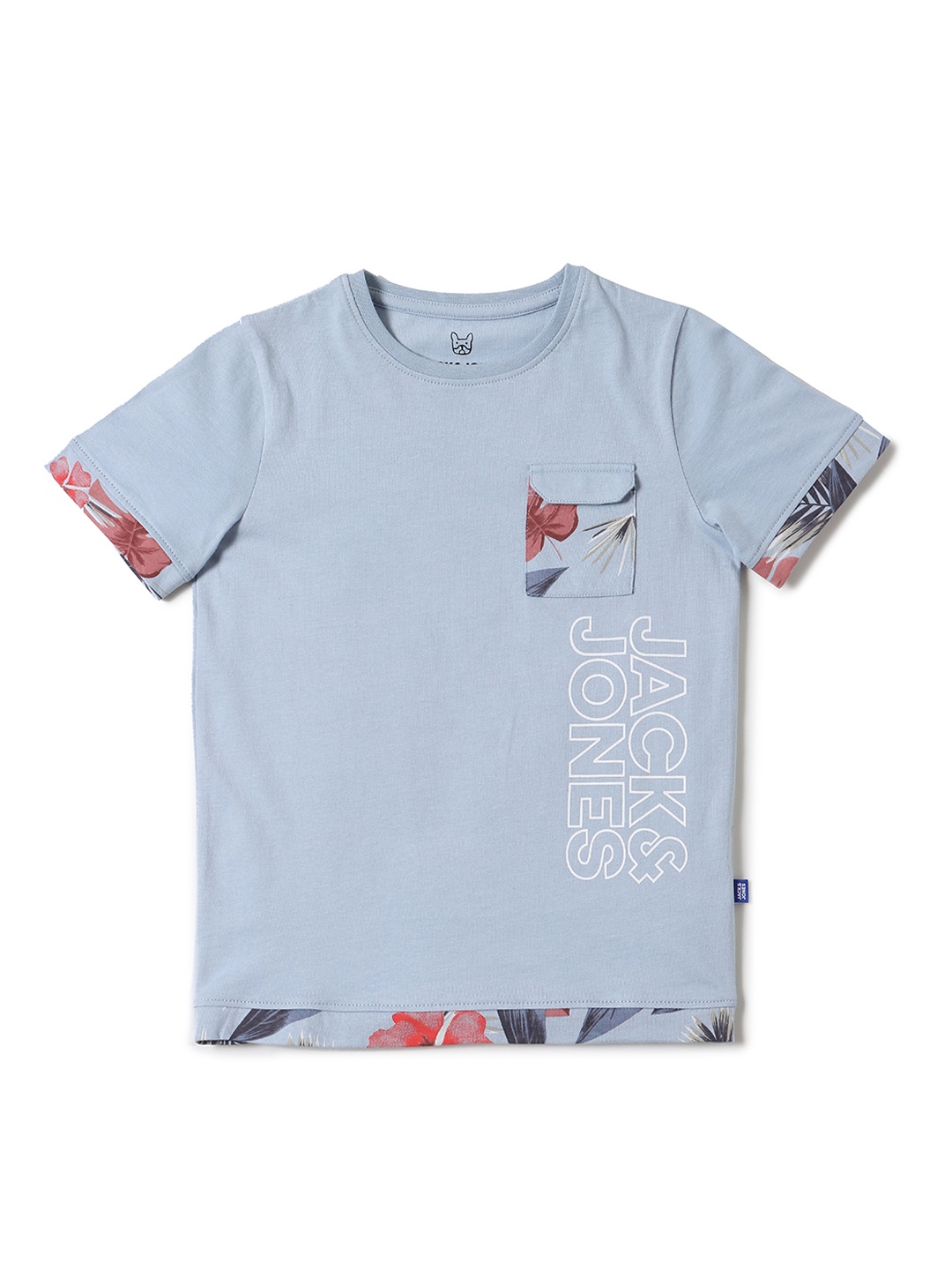 

Jack & Jones Boys Blue Printed Tropical Slim Fit Cotton T-shirt