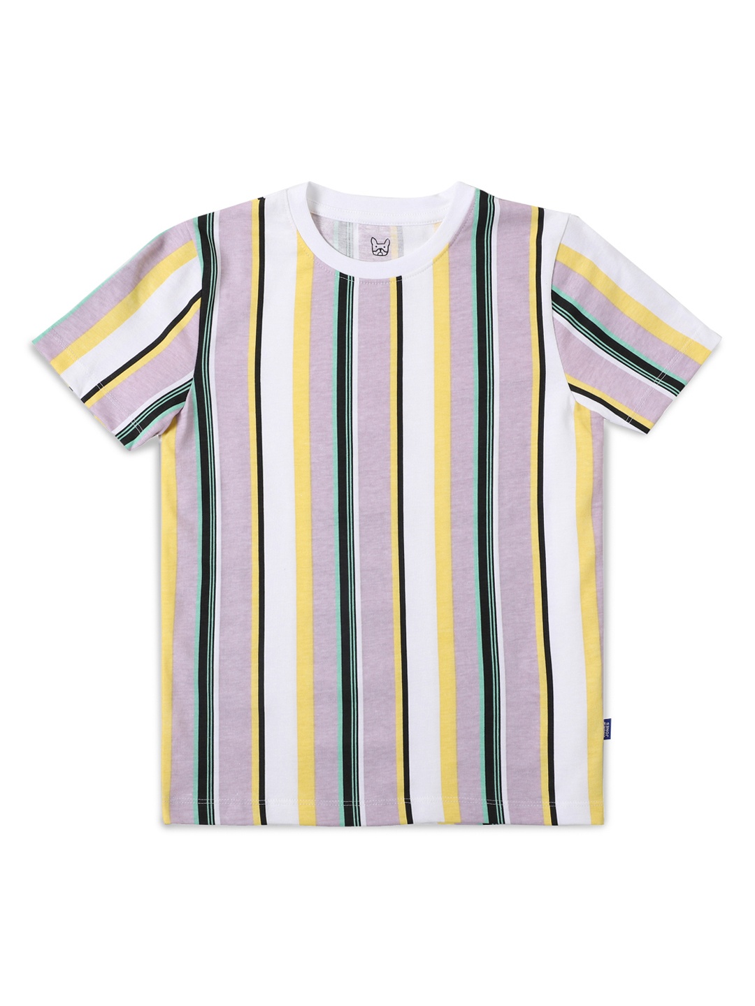 

Jack Jones Boys Yellow Purple Striped Slim Fit Pure Cotton T-shirt