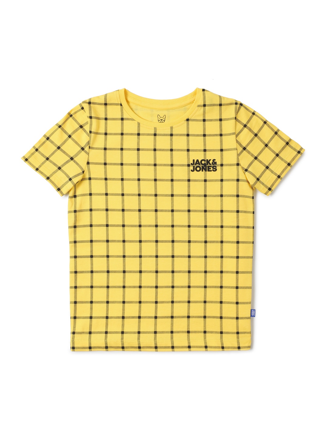 

Jack & Jones Boys Yellow & Black Checked Slim Fit Cotton T-shirt