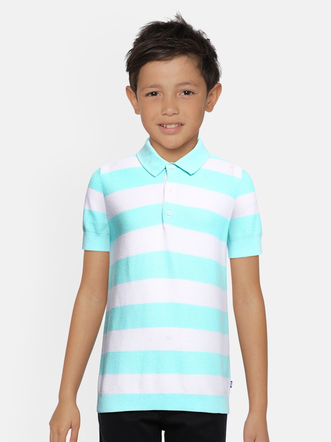 

Jack & Jones Boys White Striped Polo Collar T-shirt