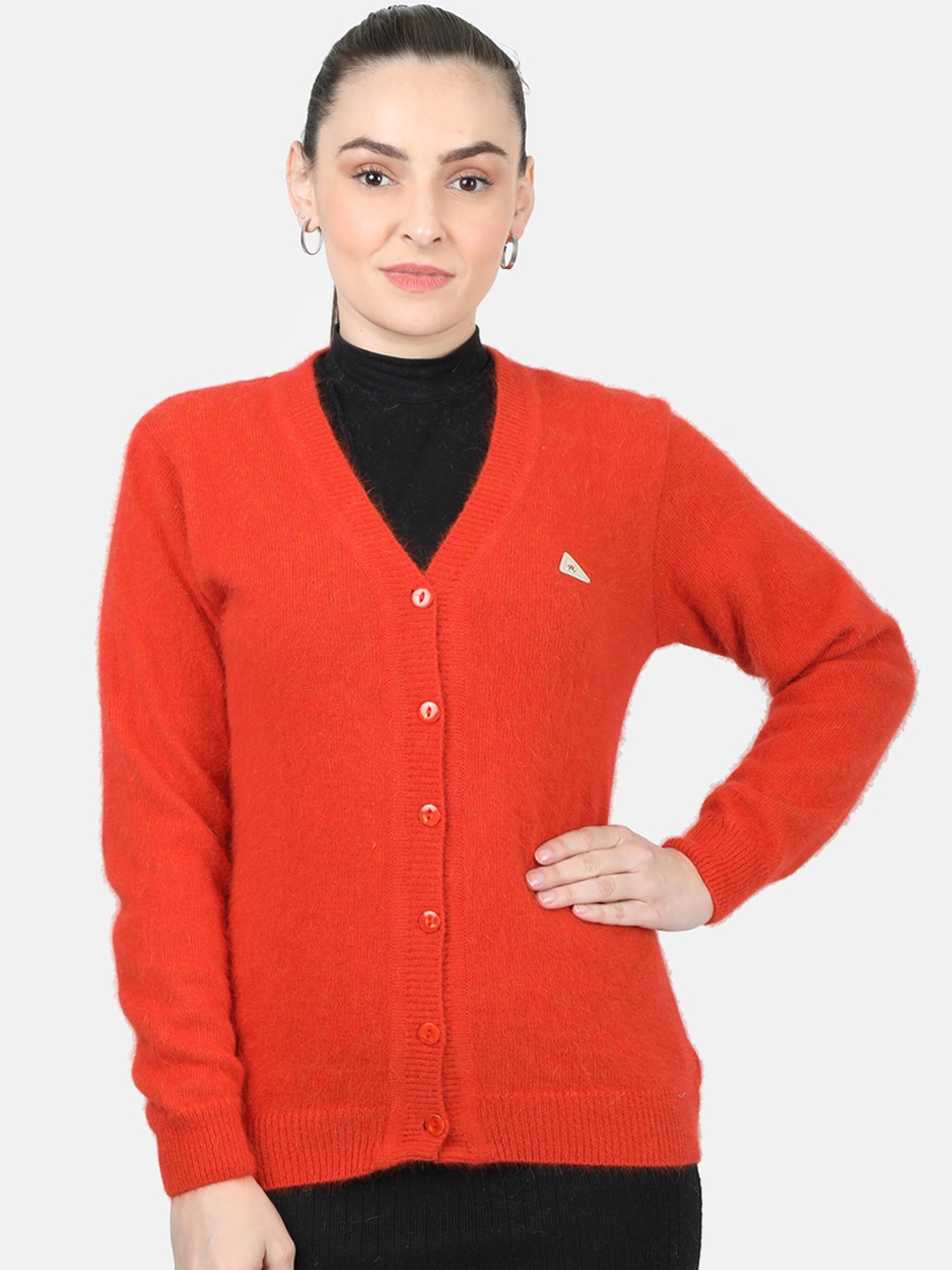 

Monte Carlo Women Rust Solid Cardigan Sweater