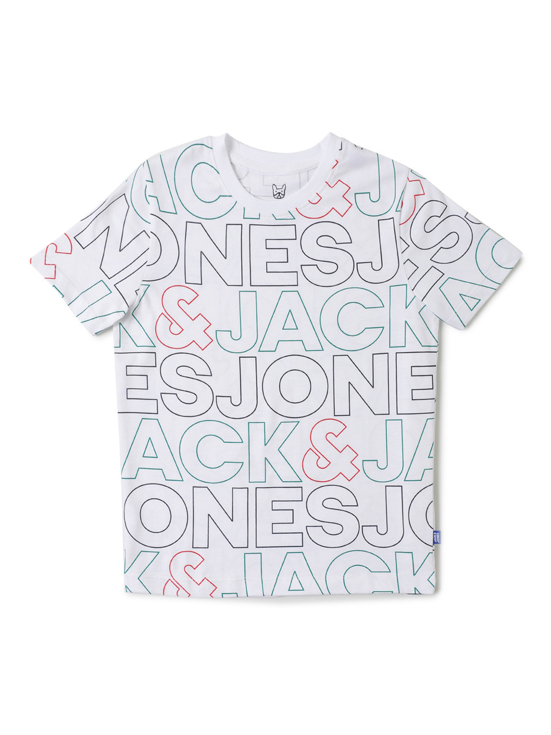 

Jack Jones Boys White Brand Logo Printed Slim Fit Pure Cotton T-shirt