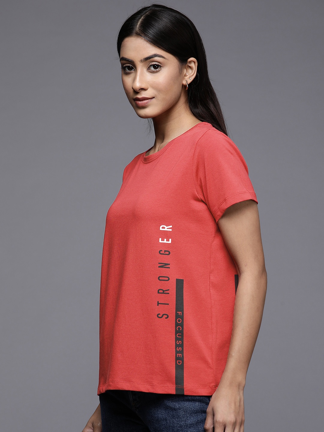 

Allen Solly Tribe Women Rust Red Typography Printed T-shirt