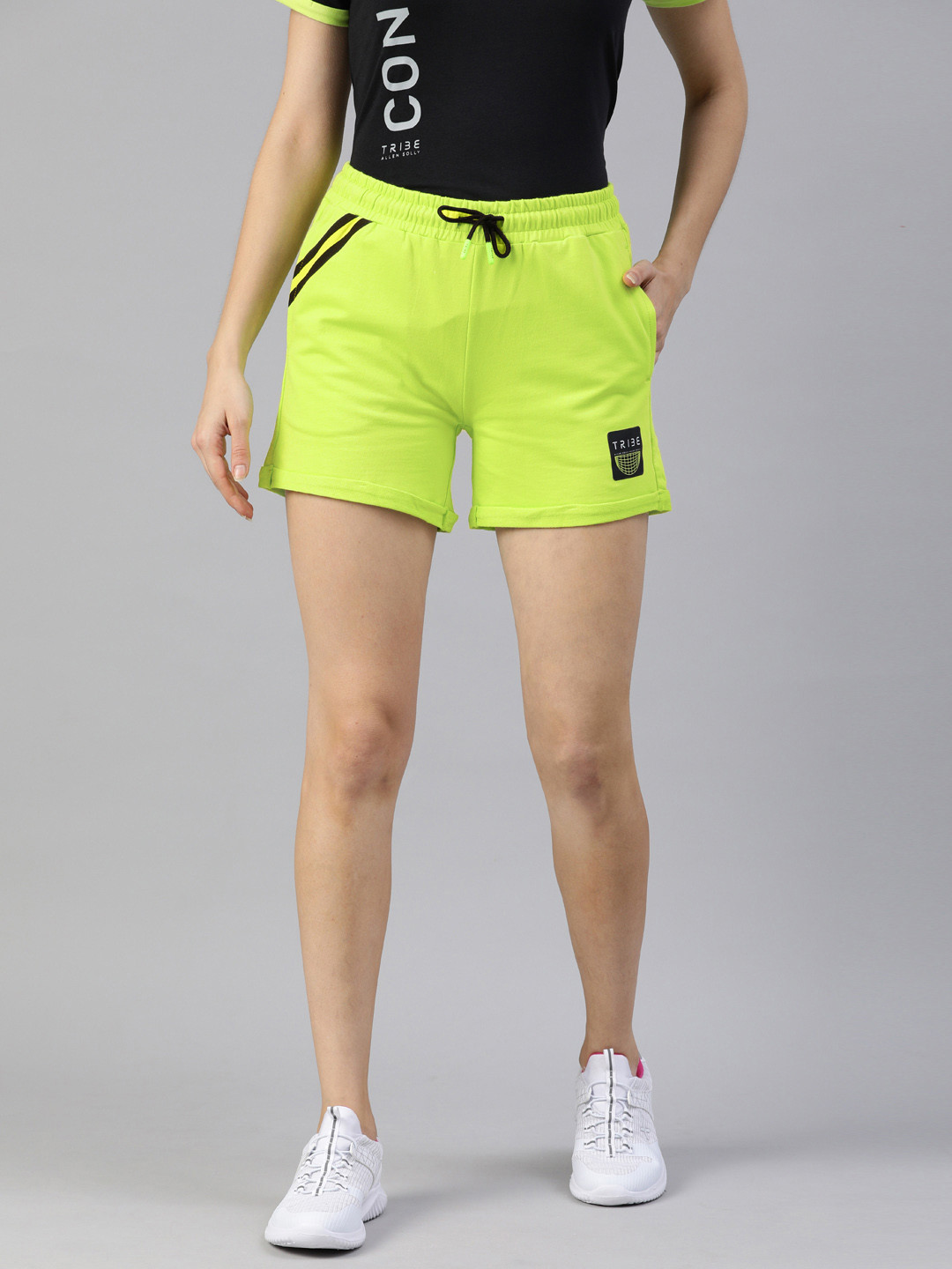

Allen Solly Tribe Women Fluorescent Green Solid Regular Fit Sports Shorts