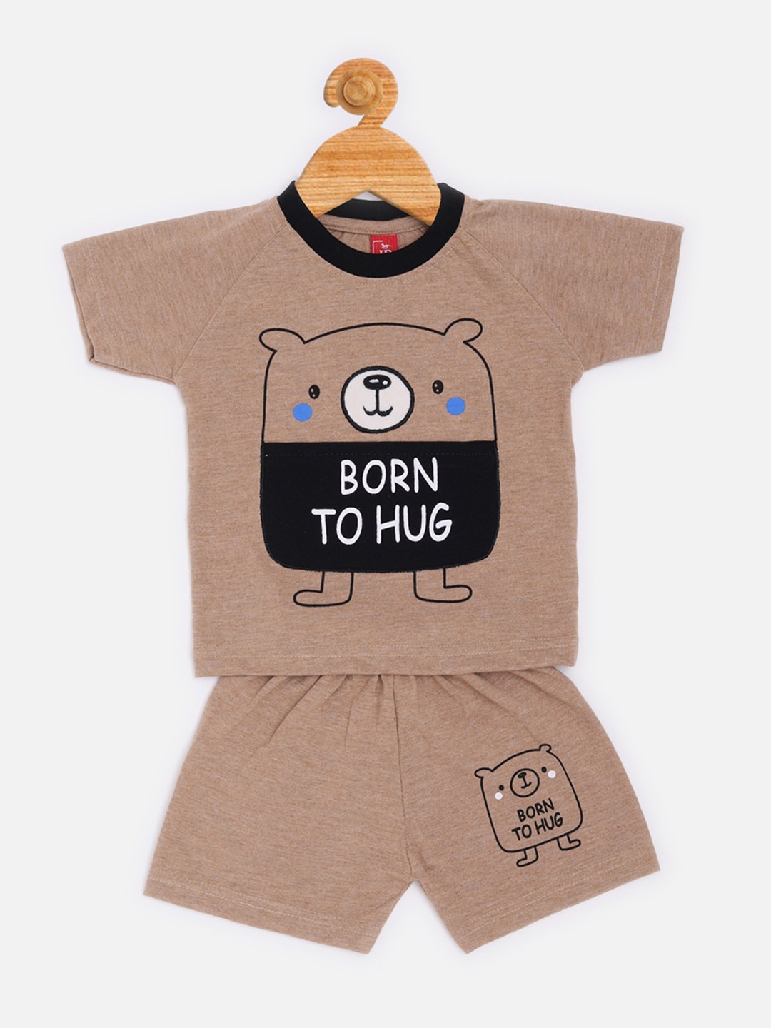 

Jaybee Boys Brown & Black Printed Cotton T-shirt with Shorts