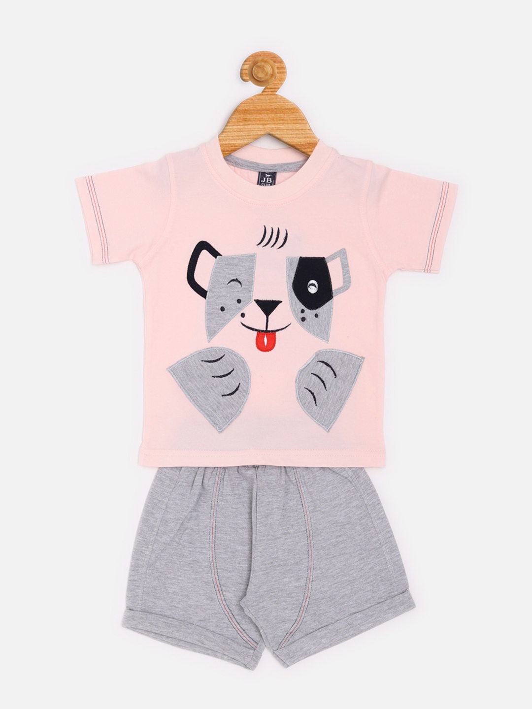 

Jaybee Boys Pink & Grey Pure Cotton Printed T-shirt with Shorts