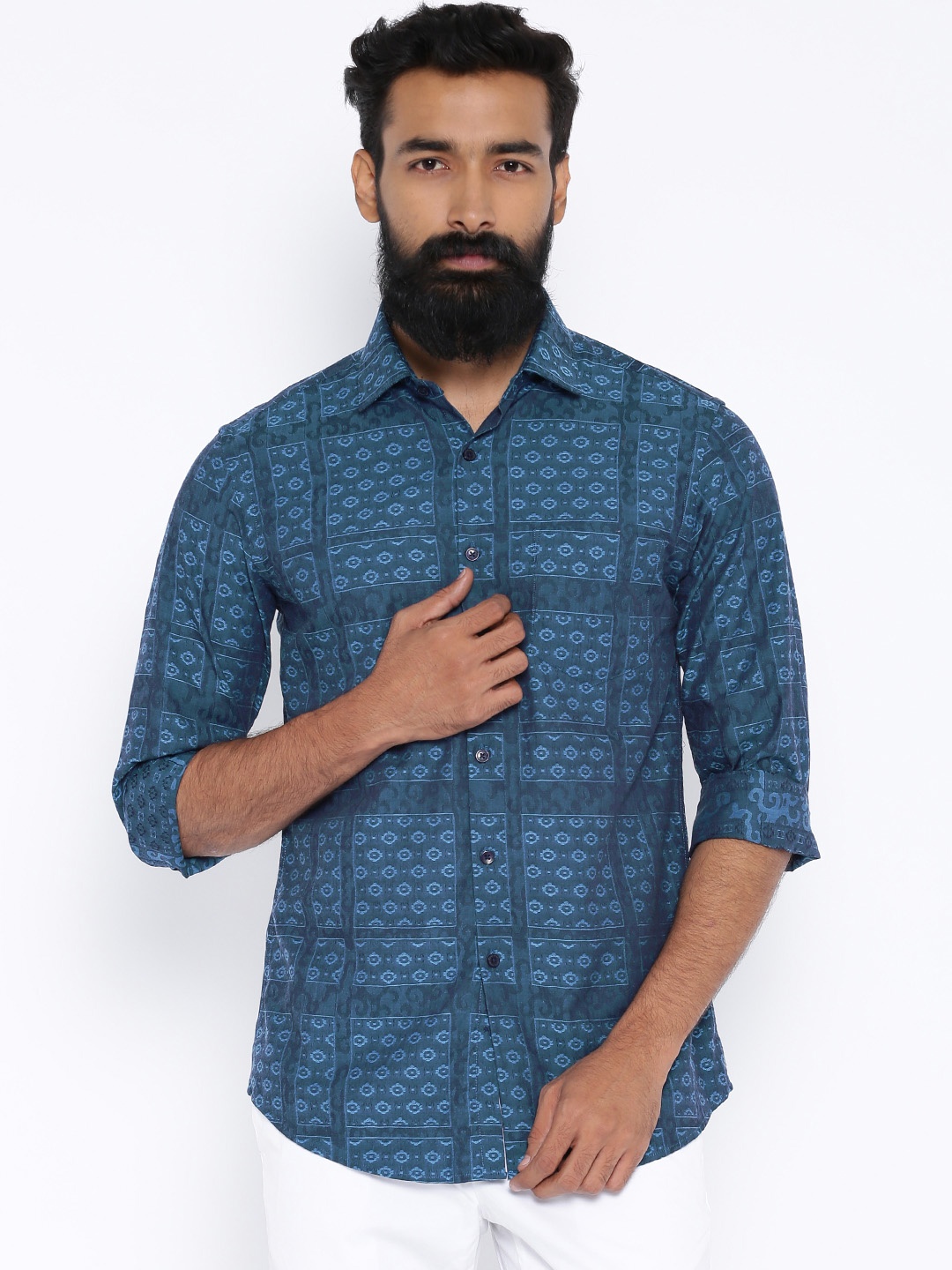 

Black Coffee Blue Slim Casual Shirt