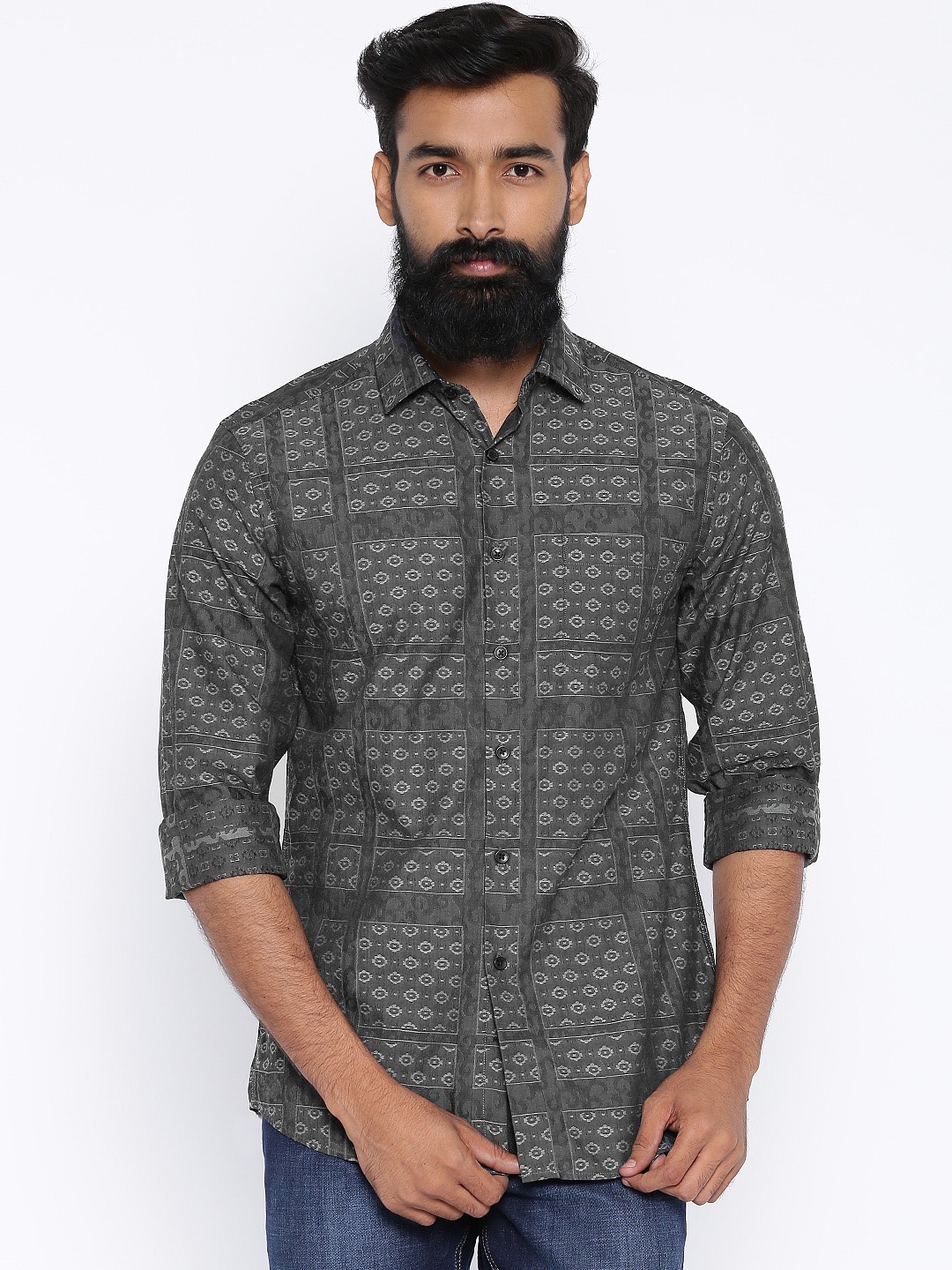 

Black Coffee Charcoal Grey Slim Fit Casual Shirt