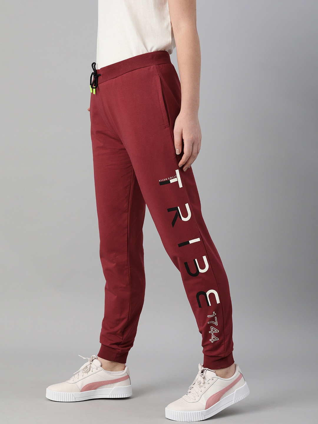 

Allen Solly Tribe Women Maroon & White Regular Fit Printed Joggers